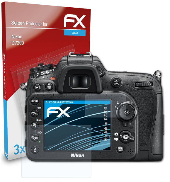 atFoliX FX-Clear Schutzfolie für Nikon D7200