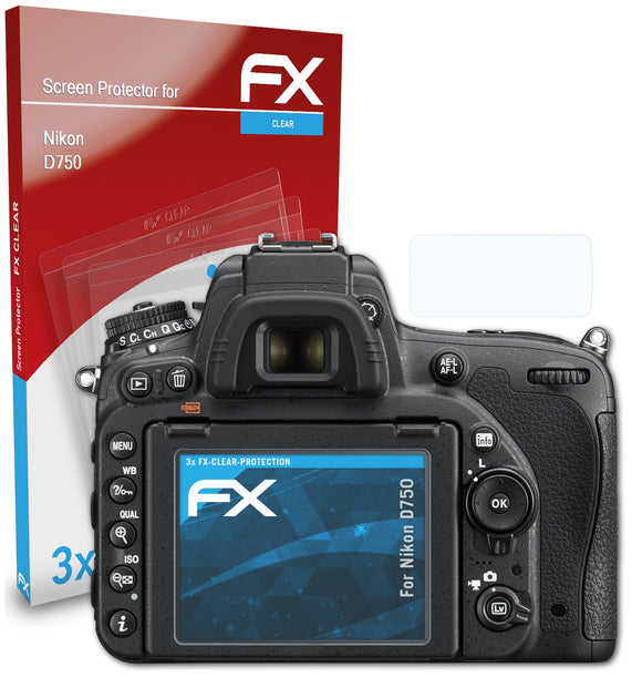 atFoliX FX-Clear Schutzfolie für Nikon D750