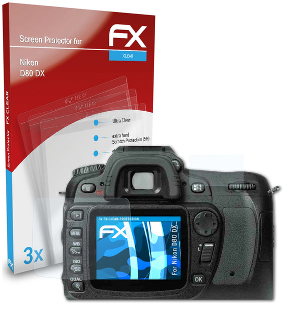 atFoliX FX-Clear Schutzfolie für Nikon D80 DX