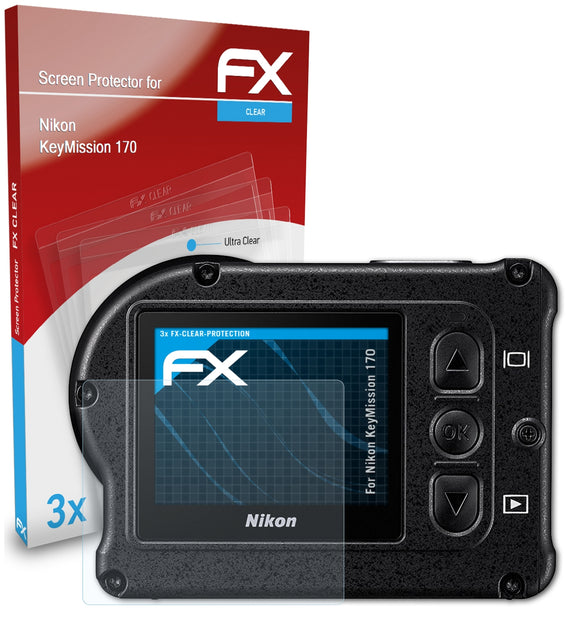 atFoliX FX-Clear Schutzfolie für Nikon KeyMission 170