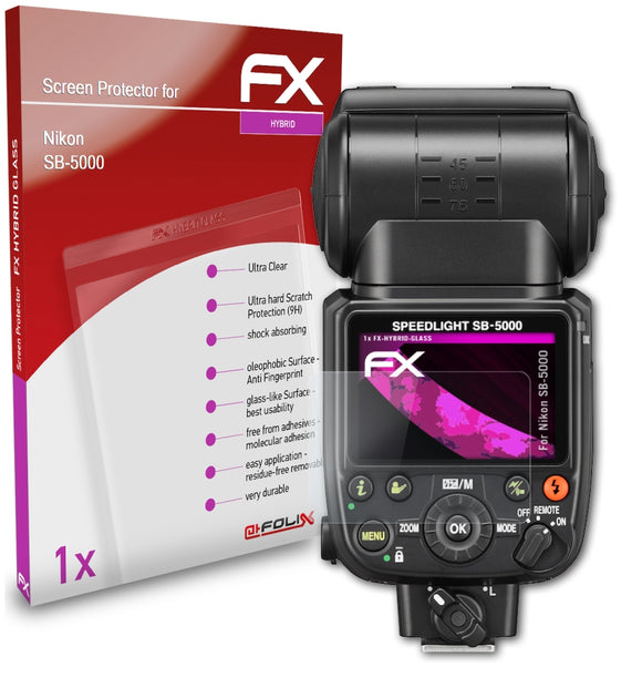 atFoliX FX-Hybrid-Glass Panzerglasfolie für Nikon SB-5000