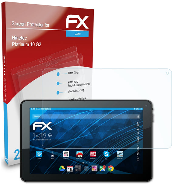 atFoliX FX-Clear Schutzfolie für Ninetec Platinum 10 G2