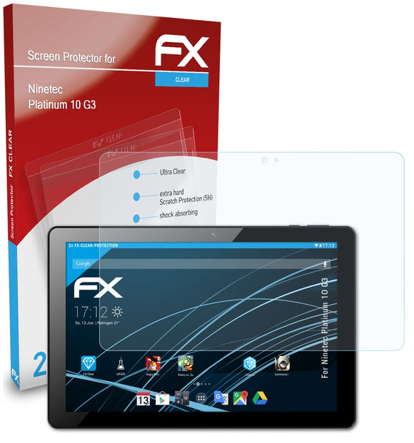 atFoliX FX-Clear Schutzfolie für Ninetec Platinum 10 G3