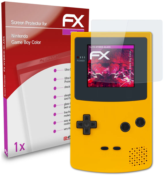 atFoliX FX-Hybrid-Glass Panzerglasfolie für Nintendo Game Boy Color