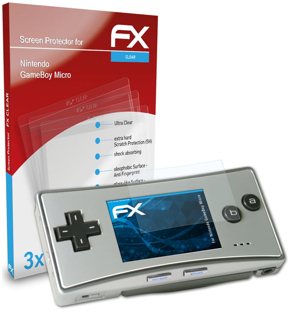 atFoliX FX-Clear Schutzfolie für Nintendo GameBoy Micro