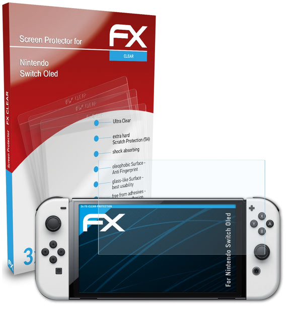 atFoliX FX-Clear Schutzfolie für Nintendo Switch Oled