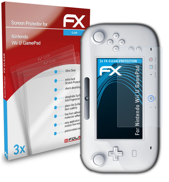 atFoliX FX-Clear Schutzfolie für Nintendo Wii U GamePad