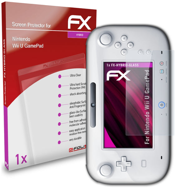 atFoliX FX-Hybrid-Glass Panzerglasfolie für Nintendo Wii U GamePad