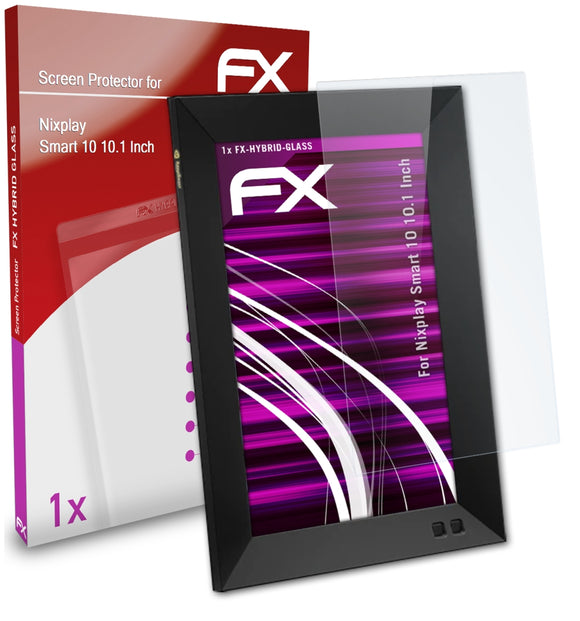 atFoliX FX-Hybrid-Glass Panzerglasfolie für Nixplay Smart 10 (10.1 Inch)