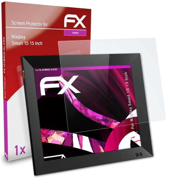 atFoliX FX-Hybrid-Glass Panzerglasfolie für Nixplay Smart 15 (15 Inch)