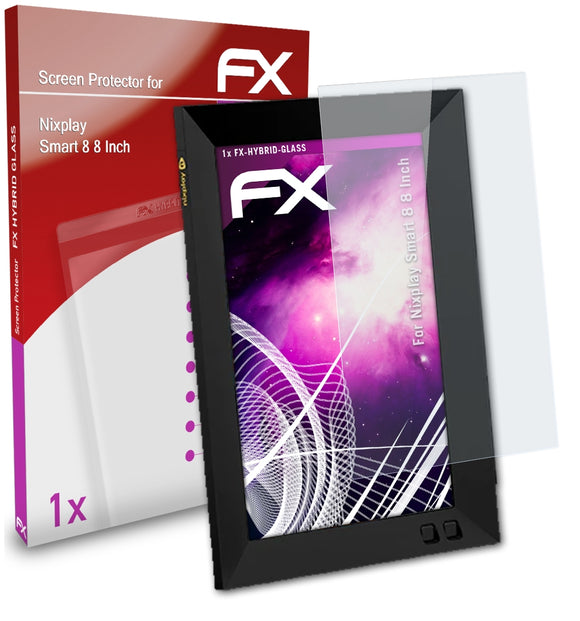 atFoliX FX-Hybrid-Glass Panzerglasfolie für Nixplay Smart 8 (8 Inch)