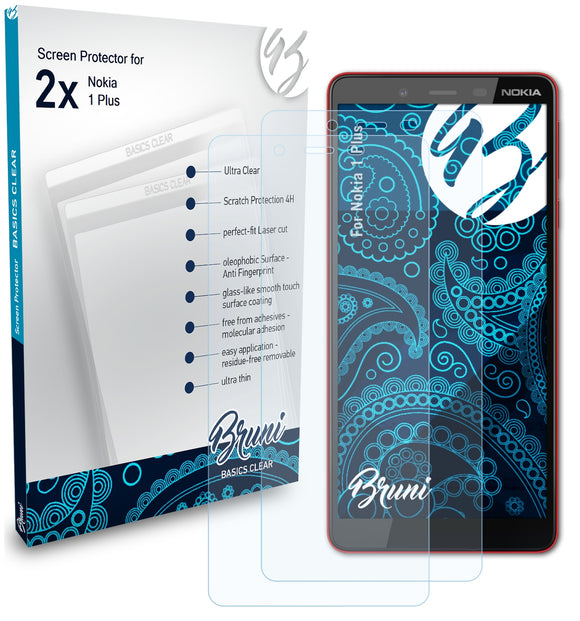 Bruni Basics-Clear Displayschutzfolie für Nokia 1 Plus