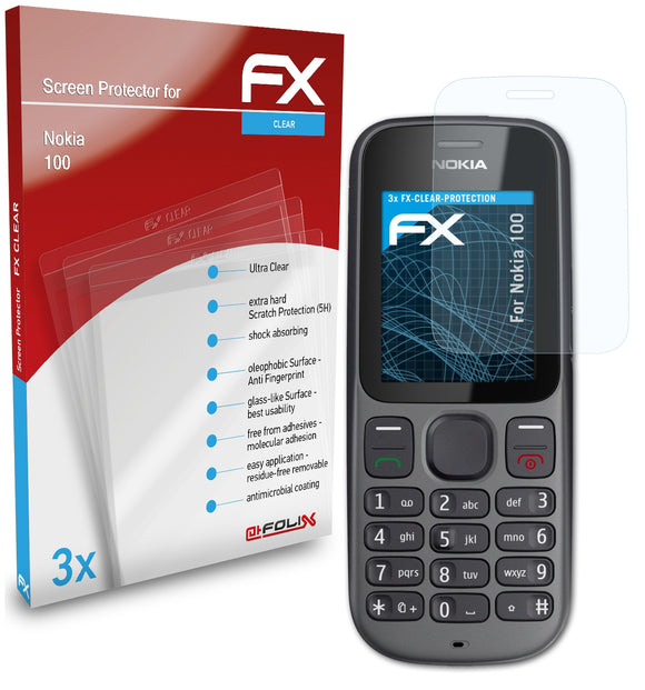 atFoliX FX-Clear Schutzfolie für Nokia 100