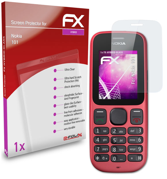 atFoliX FX-Hybrid-Glass Panzerglasfolie für Nokia 101