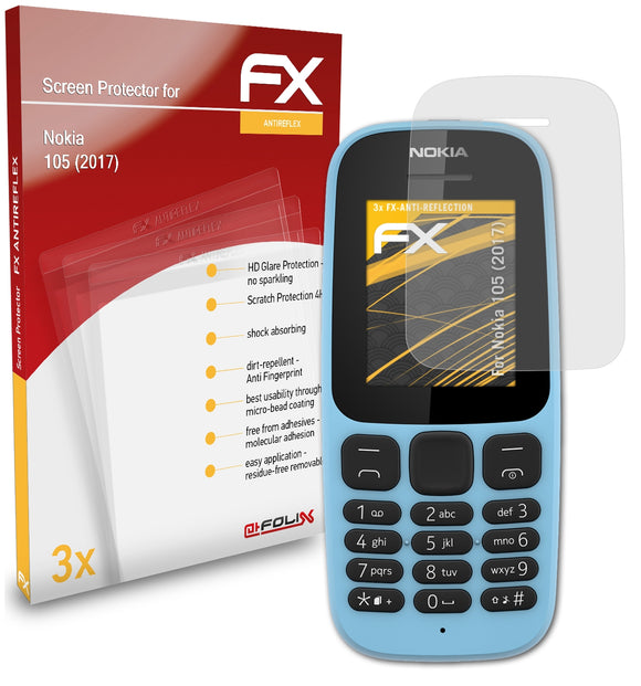 atFoliX FX-Antireflex Displayschutzfolie für Nokia 105 (2017)