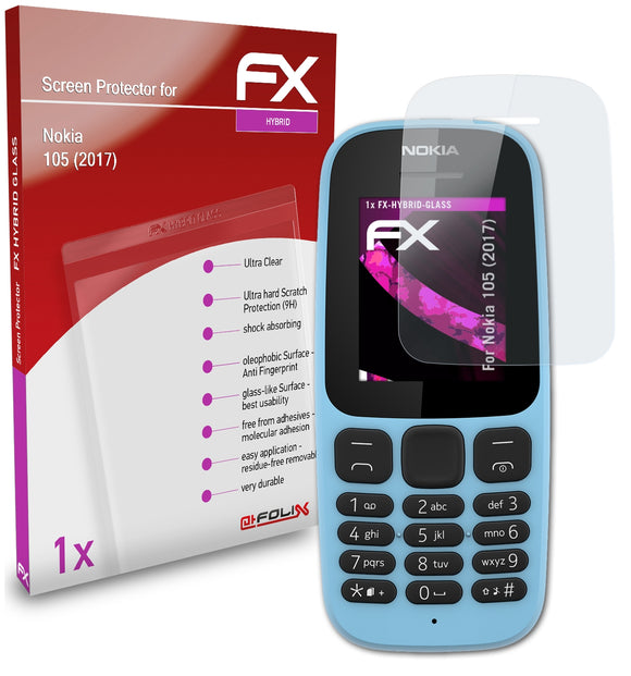 atFoliX FX-Hybrid-Glass Panzerglasfolie für Nokia 105 (2017)