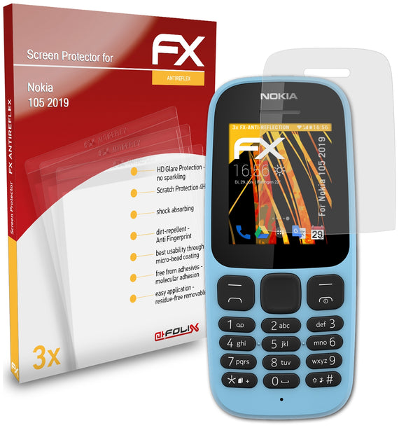 atFoliX FX-Antireflex Displayschutzfolie für Nokia 105 (2019)