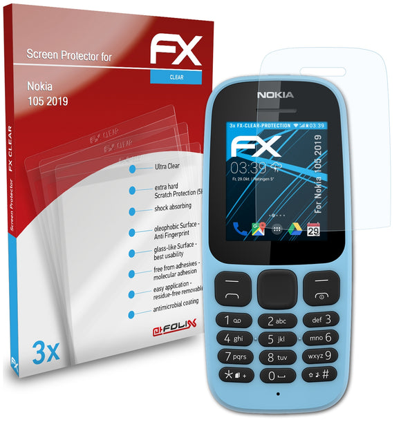 atFoliX FX-Clear Schutzfolie für Nokia 105 (2019)