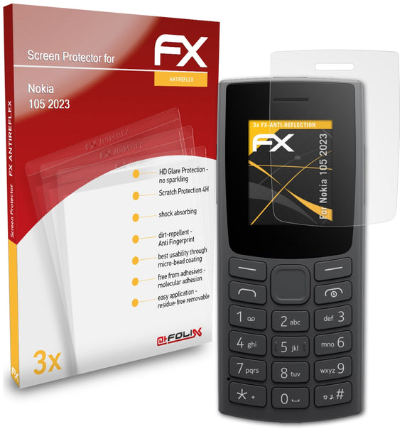 atFoliX FX-Antireflex Displayschutzfolie für Nokia 105 (2023)