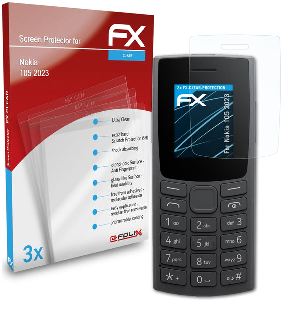 atFoliX FX-Clear Schutzfolie für Nokia 105 (2023)