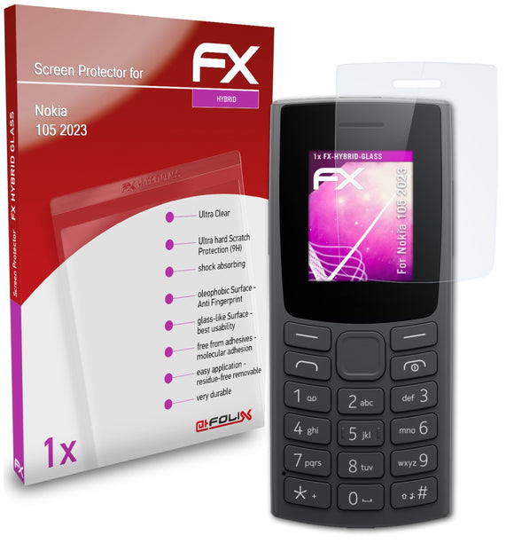 atFoliX FX-Hybrid-Glass Panzerglasfolie für Nokia 105 (2023)