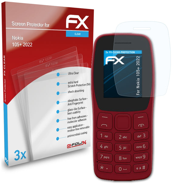 atFoliX FX-Clear Schutzfolie für Nokia 105+ (2022)