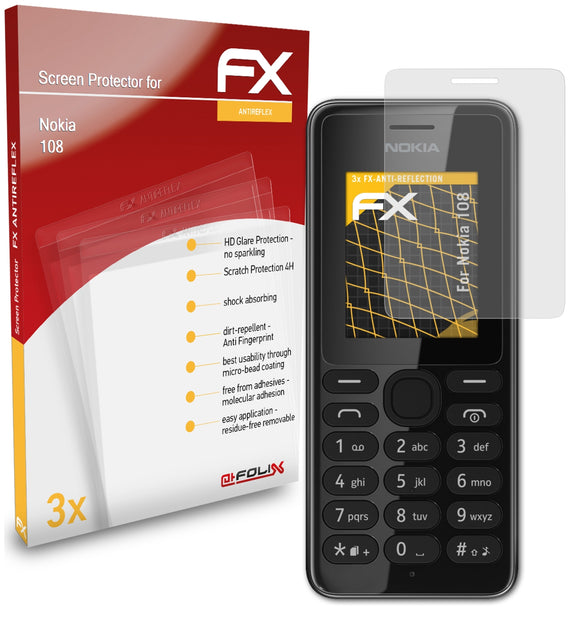 atFoliX FX-Antireflex Displayschutzfolie für Nokia 108