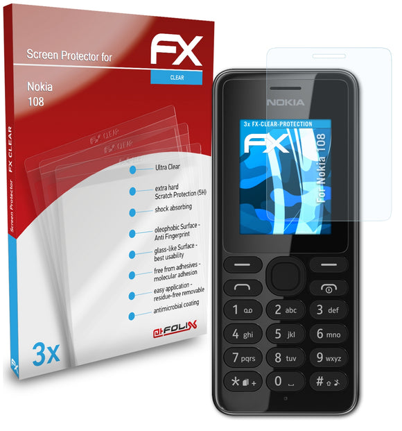atFoliX FX-Clear Schutzfolie für Nokia 108