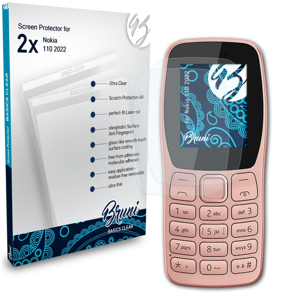 Bruni Basics-Clear Displayschutzfolie für Nokia 110 (2022)