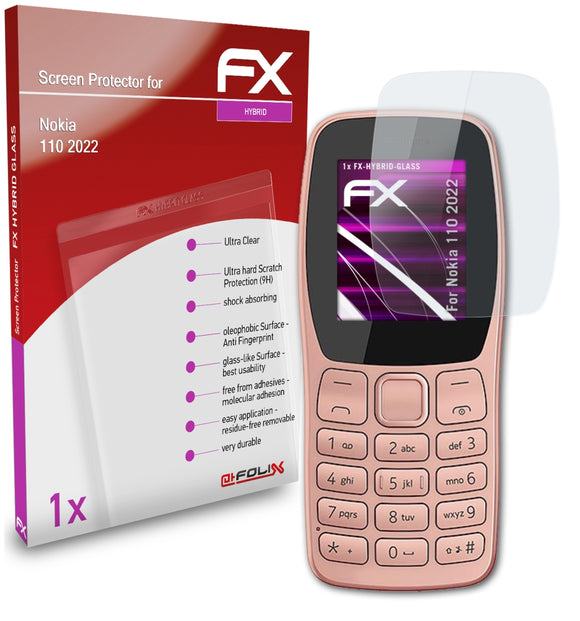 atFoliX FX-Hybrid-Glass Panzerglasfolie für Nokia 110 (2022)