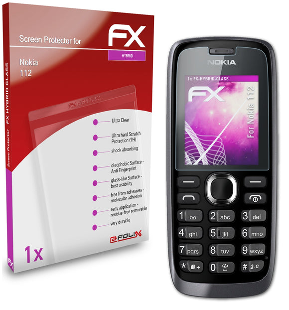 atFoliX FX-Hybrid-Glass Panzerglasfolie für Nokia 112