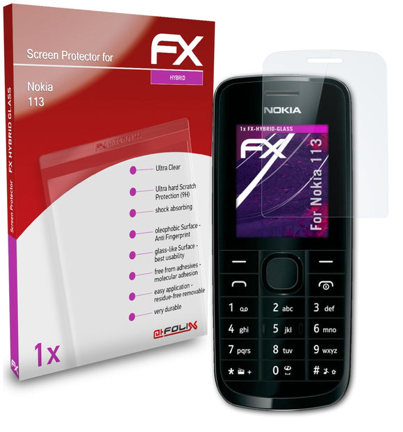 atFoliX FX-Hybrid-Glass Panzerglasfolie für Nokia 113