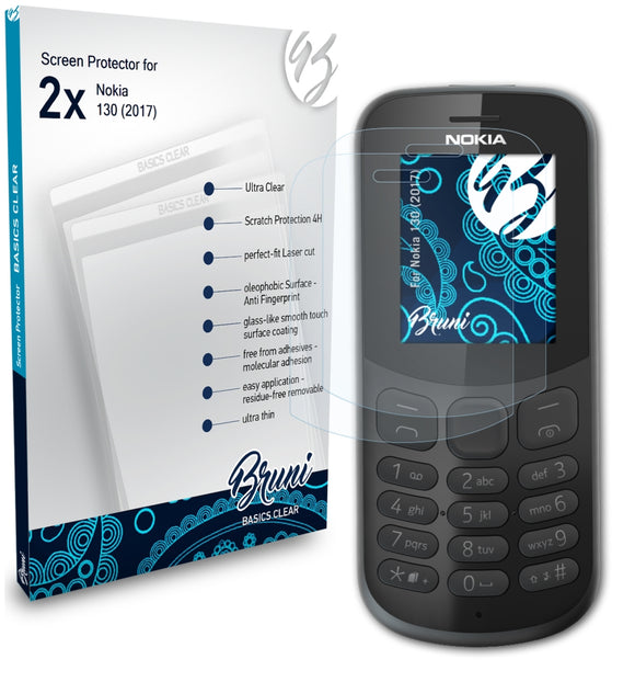 Bruni Basics-Clear Displayschutzfolie für Nokia 130 (2017)