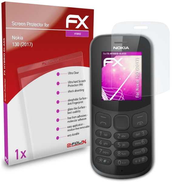 atFoliX FX-Hybrid-Glass Panzerglasfolie für Nokia 130 (2017)