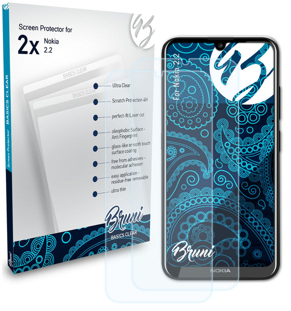 Bruni Basics-Clear Displayschutzfolie für Nokia 2.2