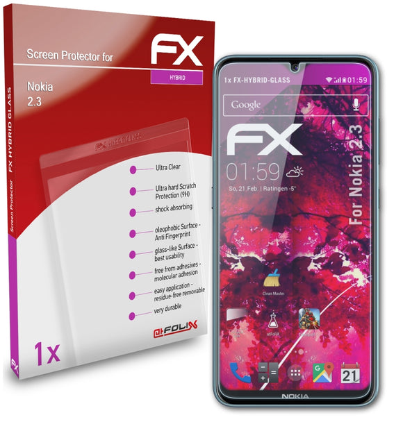 atFoliX FX-Hybrid-Glass Panzerglasfolie für Nokia 2.3