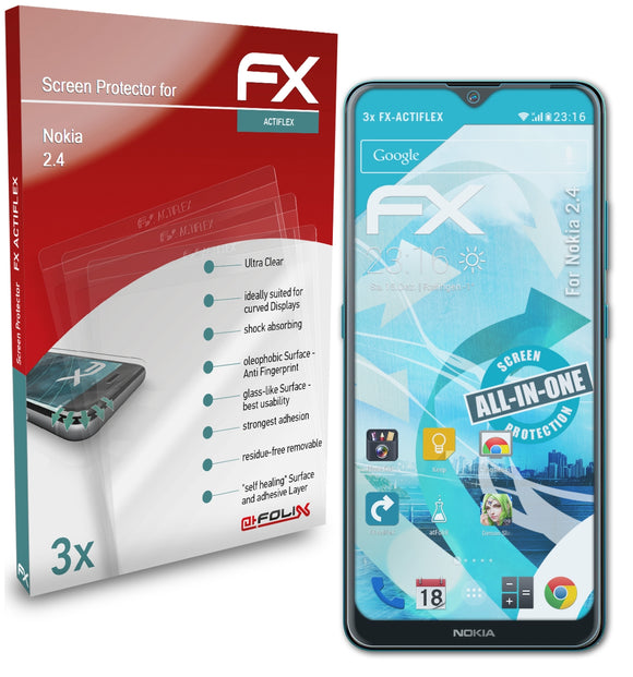 atFoliX FX-ActiFleX Displayschutzfolie für Nokia 2.4
