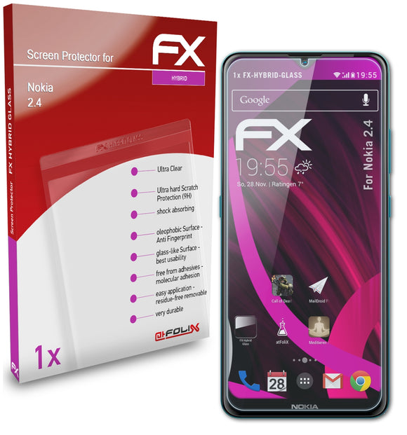 atFoliX FX-Hybrid-Glass Panzerglasfolie für Nokia 2.4