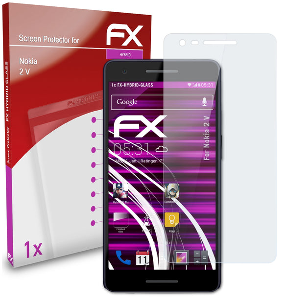 atFoliX FX-Hybrid-Glass Panzerglasfolie für Nokia 2 V
