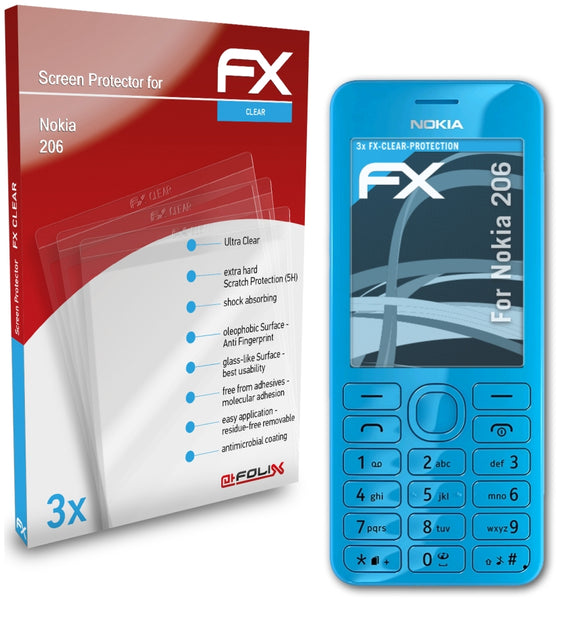 atFoliX FX-Clear Schutzfolie für Nokia 206