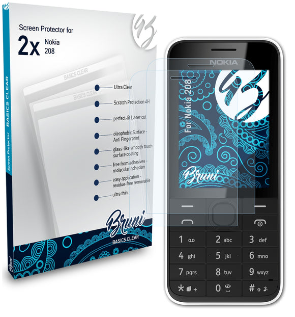 Bruni Basics-Clear Displayschutzfolie für Nokia 208