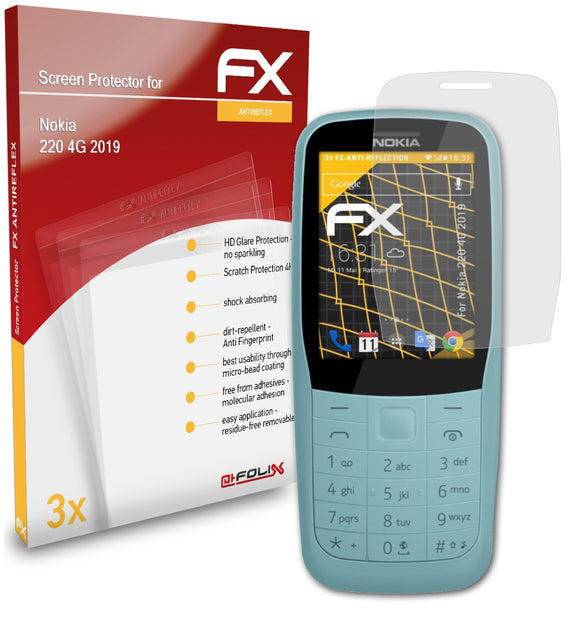 atFoliX FX-Antireflex Displayschutzfolie für Nokia 220 4G (2019)