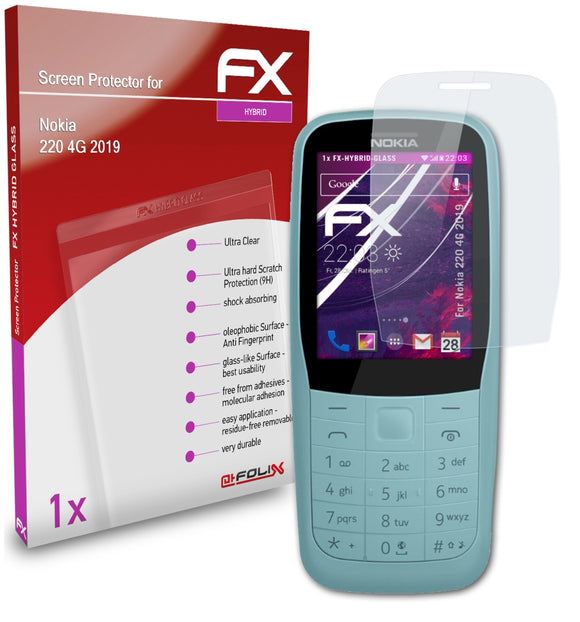 atFoliX FX-Hybrid-Glass Panzerglasfolie für Nokia 220 4G (2019)
