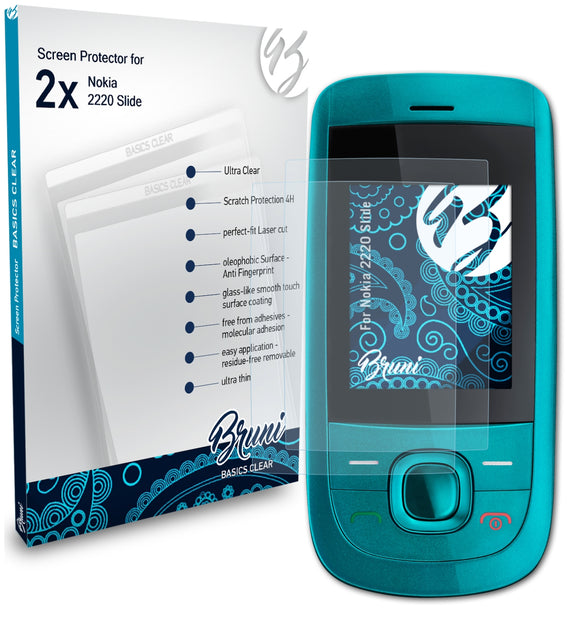 Bruni Basics-Clear Displayschutzfolie für Nokia 2220 Slide
