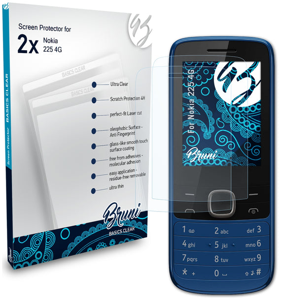 Bruni Basics-Clear Displayschutzfolie für Nokia 225 4G