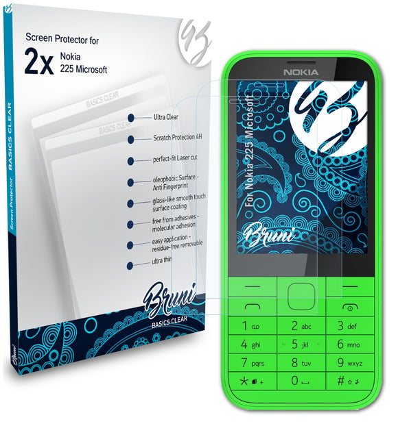 Bruni Basics-Clear Displayschutzfolie für Nokia 225 (Microsoft)