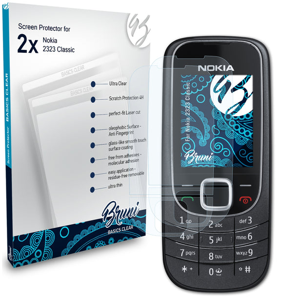 Bruni Basics-Clear Displayschutzfolie für Nokia 2323 Classic