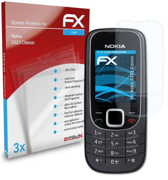 atFoliX FX-Clear Schutzfolie für Nokia 2323 Classic