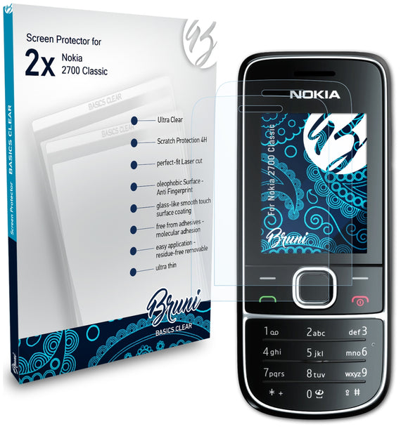 Bruni Basics-Clear Displayschutzfolie für Nokia 2700 Classic
