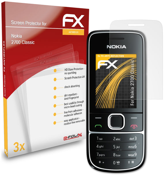 atFoliX FX-Antireflex Displayschutzfolie für Nokia 2700 Classic